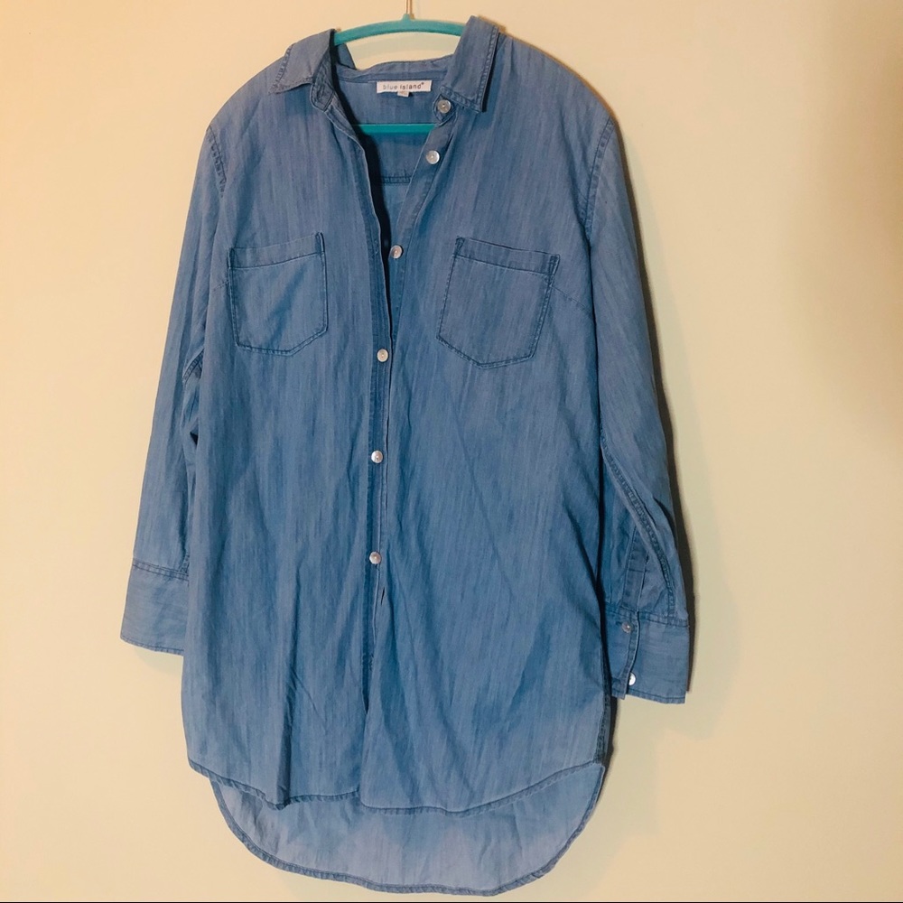 Long Sleeve button shirt dress Sz L
